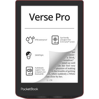 POCKETBOOK Verse Pro Rood - 6 inch - 16 GB (ongeveer 12.000 e-books) - Spatwaterbestendig