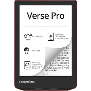 POCKETBOOK Verse Pro Rood - 6 inch - 16 GB (ongeveer 12.000 e-books) - Spatwaterbestendig