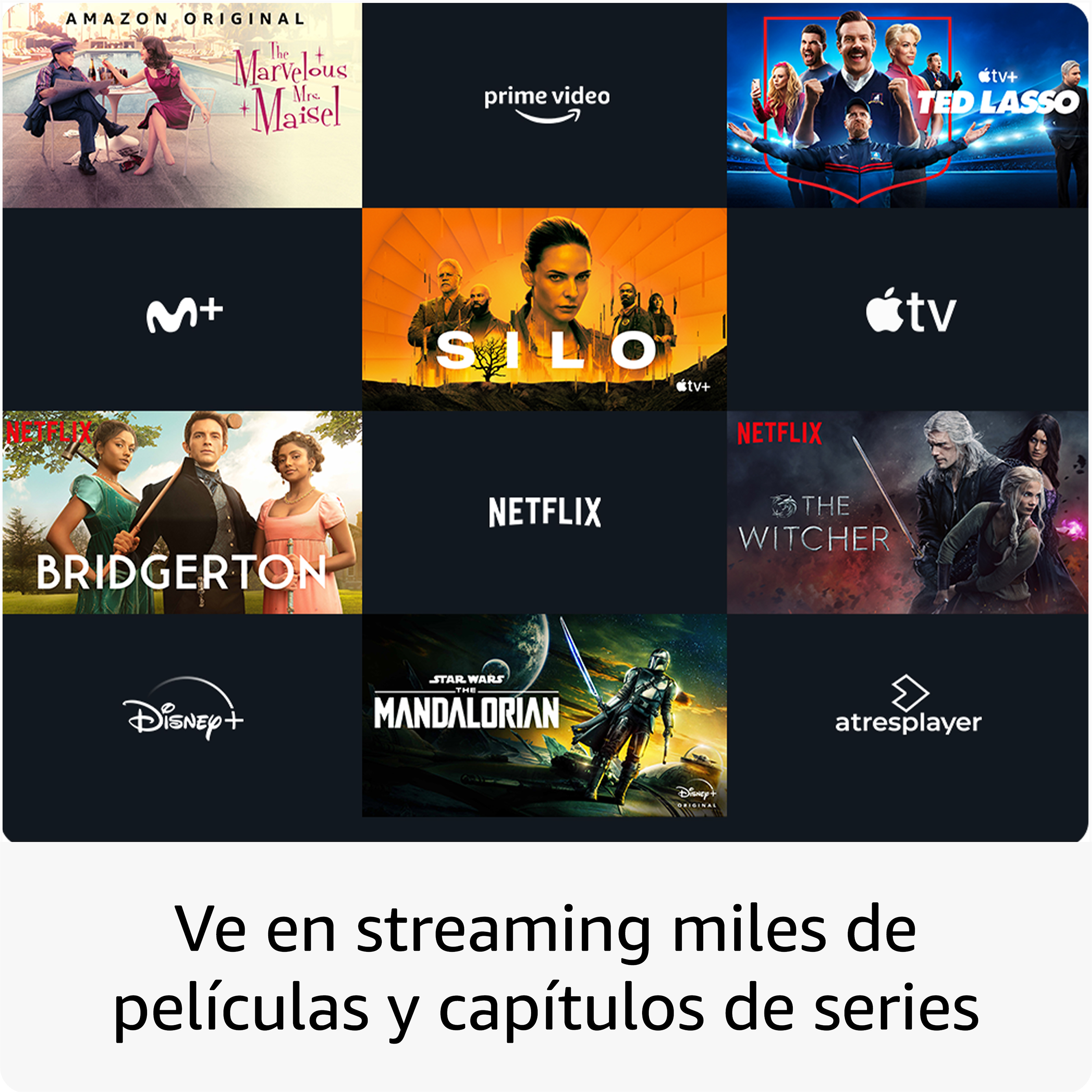Logotipos de servicios de streaming, incluyendo Netflix, Amazon Prime, Disney+ y otros.