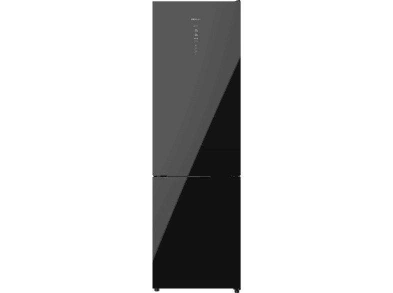 Frigorífico combi - Cecotec Bolero CoolMarket 356 Black Glass D, Total No Frost, 200 cm, l, Inverter Plus, Puertas de cristal,