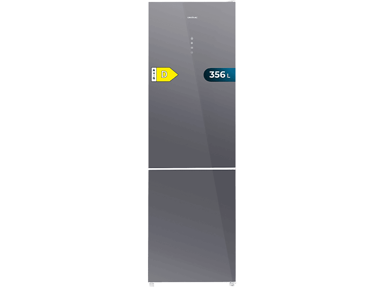 Cecotec Bolero CoolMarket Combi 356 Grey Glass D, Total No Frost, 200 cm, l, Inverter Plus