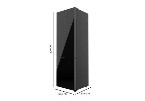 Cecotec Frigorífico Combi, CoolMarket Combi 356 Black Glass D. 356 L,  Altura 200 cm, 60 cm de Ancho 