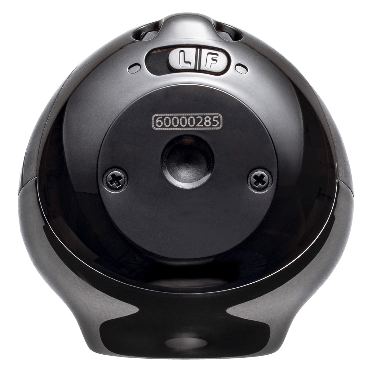 Dispositivo negro en forma de esfera con un botón y el número 60000285 en él.