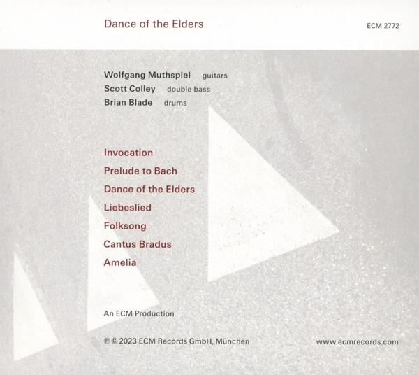 CD-Cover mit Text und geometrischen Formen. Der Text enthält Bandnamen, Songtitel und Credits.
