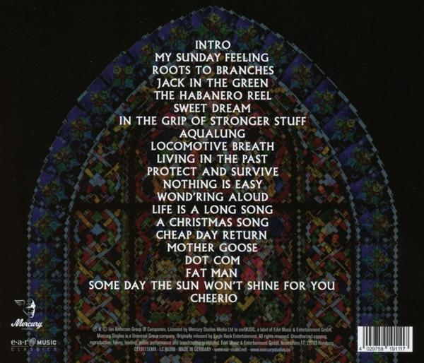 Albumcover mit Text. Der Titel ist schwarz. Der Hintergrund zeigt ein Buntglasfenster.