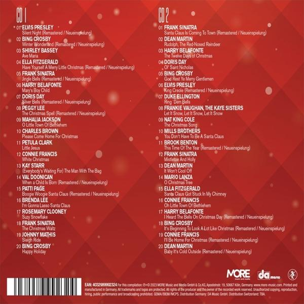 Zwei CD-Cover mit Titellisten. Sie haben roten und weißen Text und befinden sich auf weißem Hintergrund.