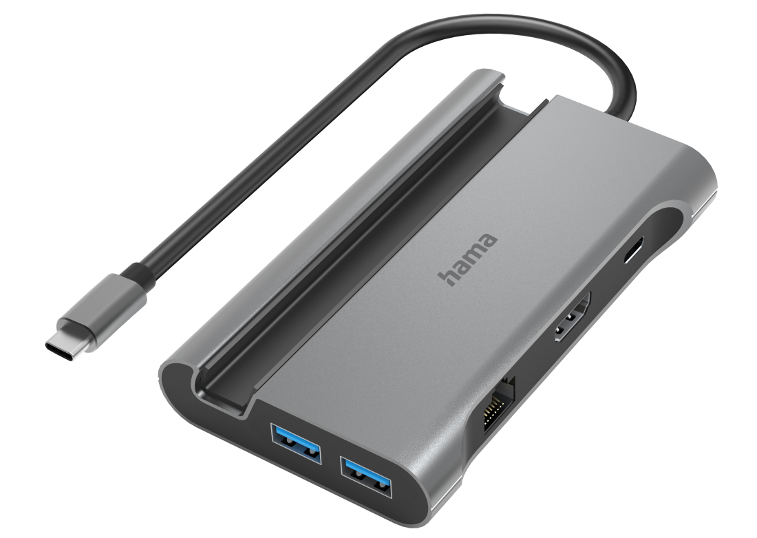 HAMA FIC USB 3.2 GEN1 Type-C 7in1 multiport adapter, 3x USB3.1, 2x USB-C, HDMI, LAN, PD (200143)