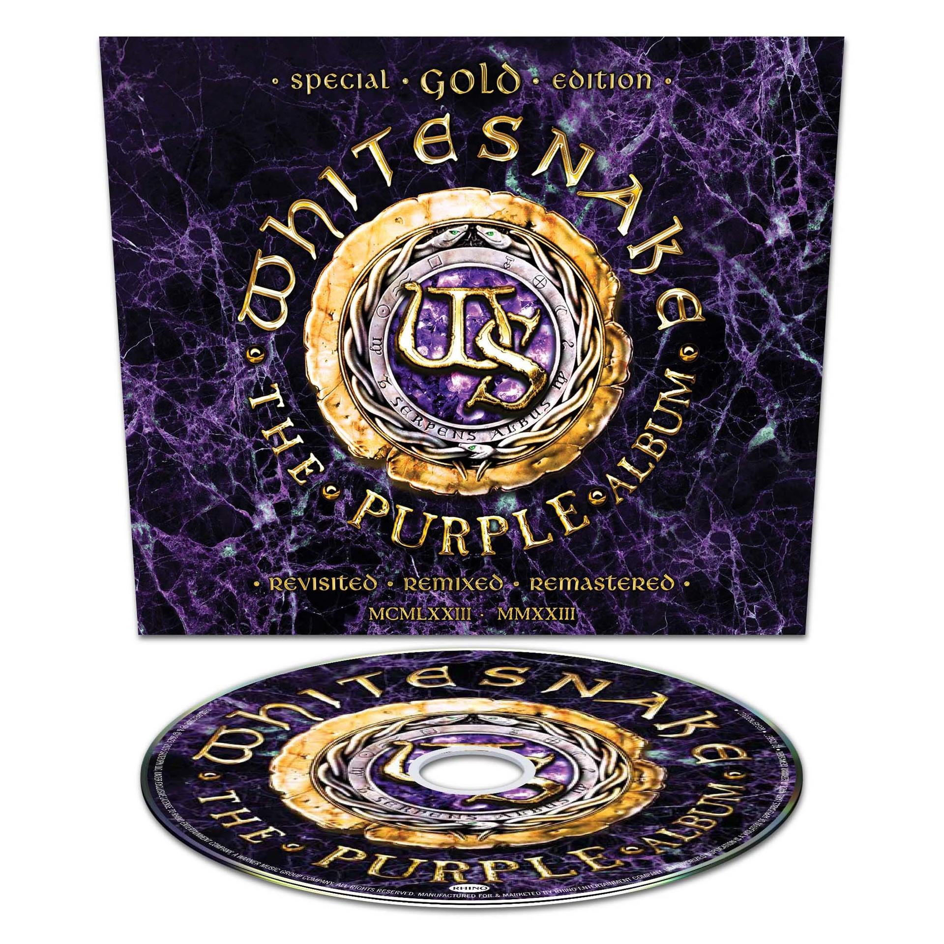 Albumcover und CD. Lila Marmorhintergrund mit goldenem Text.