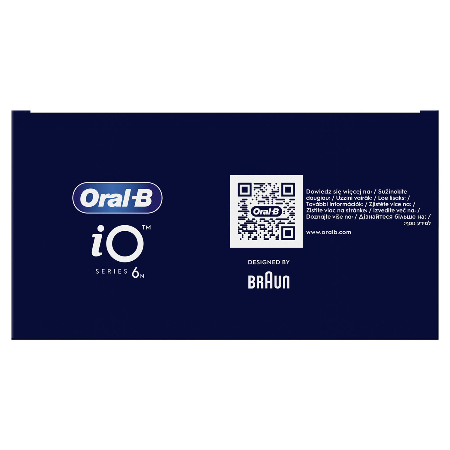 Sötétkék doboz Oral-B logóval és szöveggel.