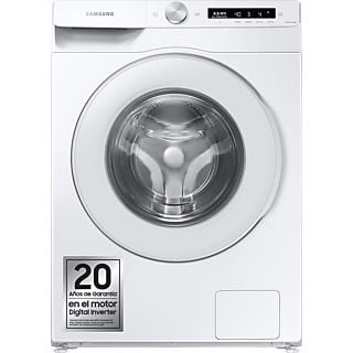 Lavadora carga frontal - Samsung WW12T504DTW/S3, 12 kg, 1400 rpm, EcoBubble™, Inteligencia Artificial, WiFi, Blanco