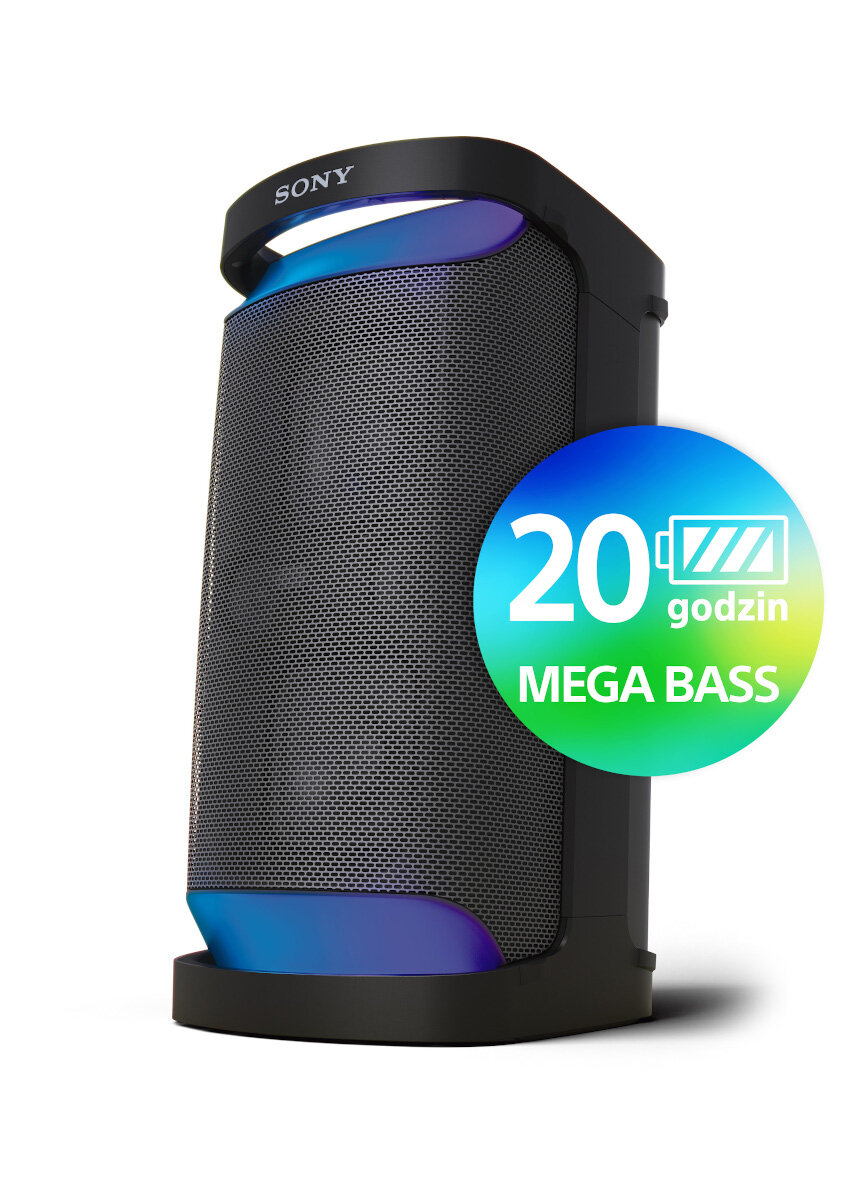 Czarny i pomarańczowy głośnik ze smartfonem.