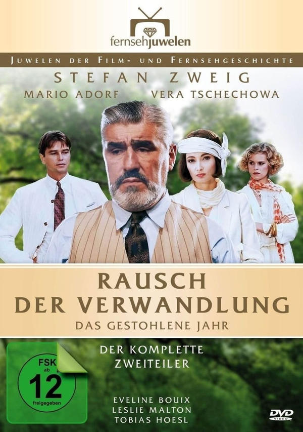 Filmposter mit vier Personen, darunter ein älterer Mann im Anzug. Text: 'Rausch der Verwandlung'.
