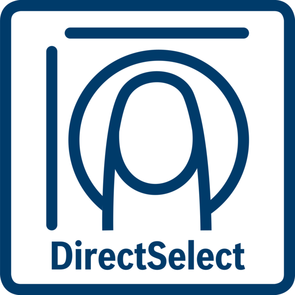 'DirectSelect' metninin altında bir el izi sembolü ve metni olan mavi kare bir logo.