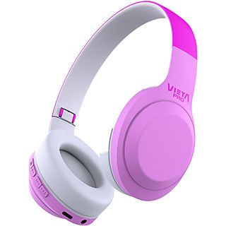 Auriculares inalámbricos - Vieta Pro Kids 2, Diadema, Hasta 15 hs,. Radio FM, Protección -85db, Rosa/Blanco