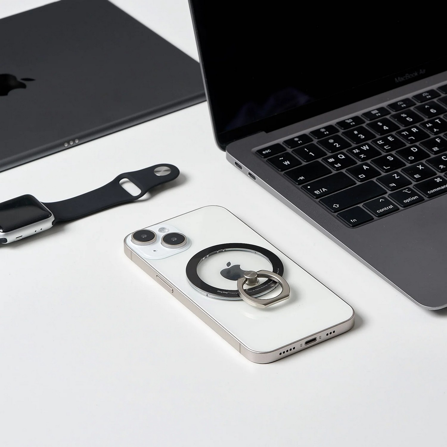 IRING Support téléphone avec anneau MagSafe Steel Smoky Black (IR-M-SBL)