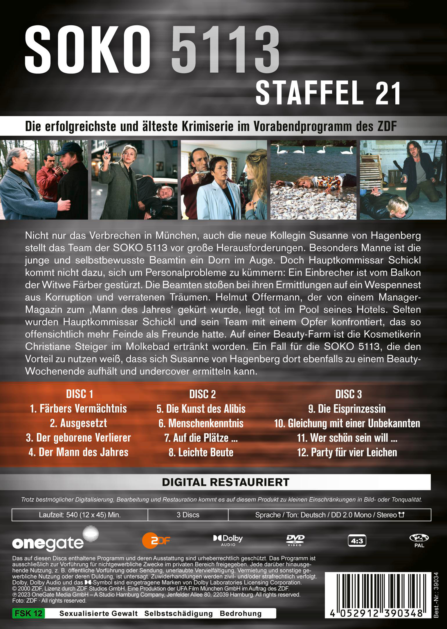 DVD-Cover von SOKO 5113, Staffel 21. Es zeigt Fotos der Darsteller und eine Zusammenfassung.