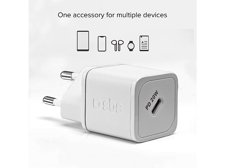 SBS TETRGAN1C20W 20W GaN z Power Delivery - biała – zdjęcie 2