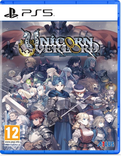 Unicorn Overlord gamecover met veel personages in een fantasiewereld.