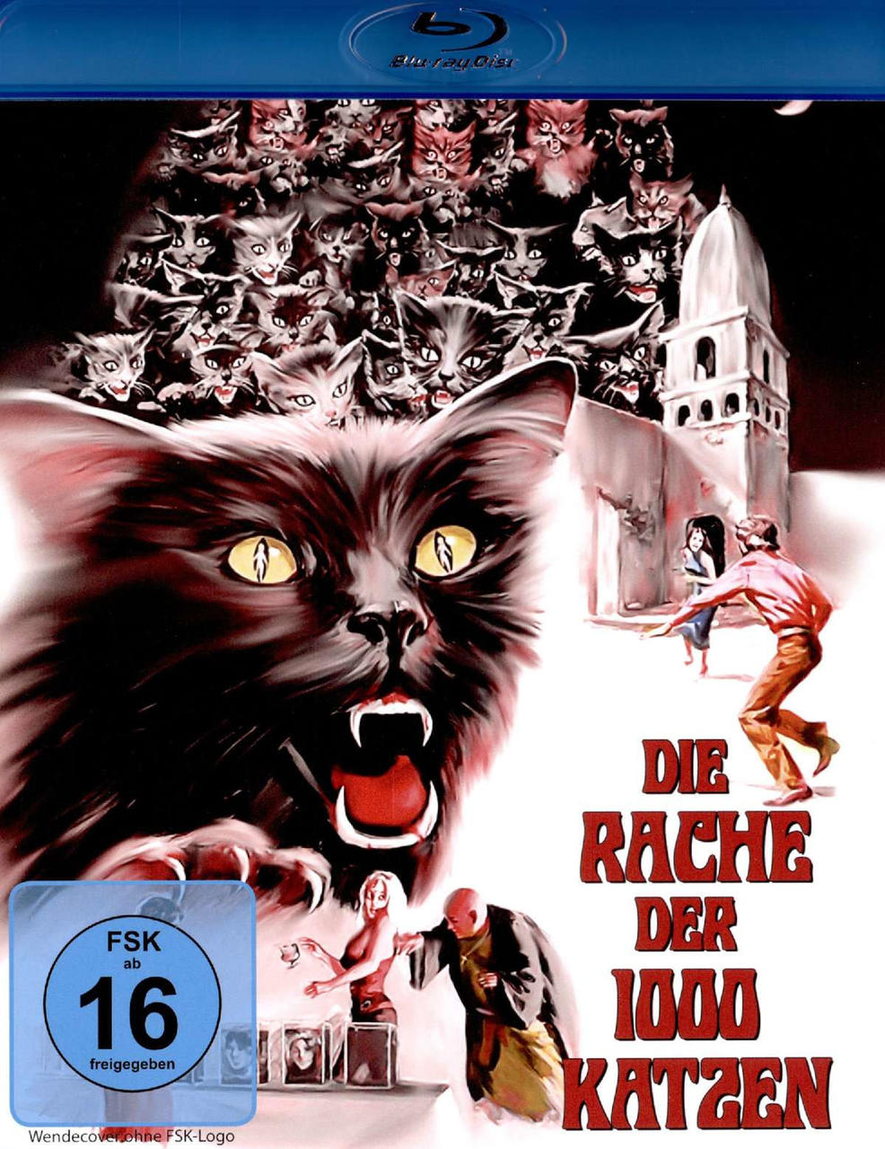 Filmposter für 'Die Rache Der 1000 Katzen' mit großer Katze und Personen.