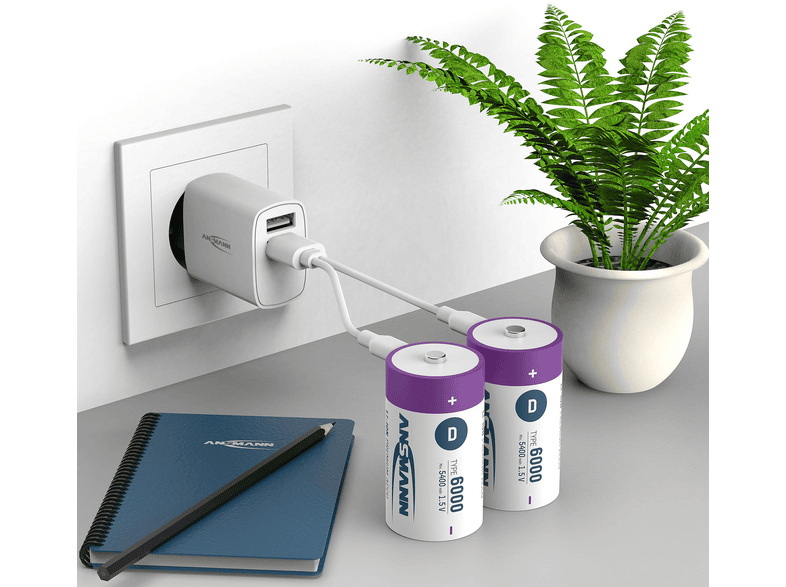 Ansmann Mono D Li-Ion 6000mAh USB-C, 2er-Pack; Wiederaufladbare Batterie — Foto 3 von 3