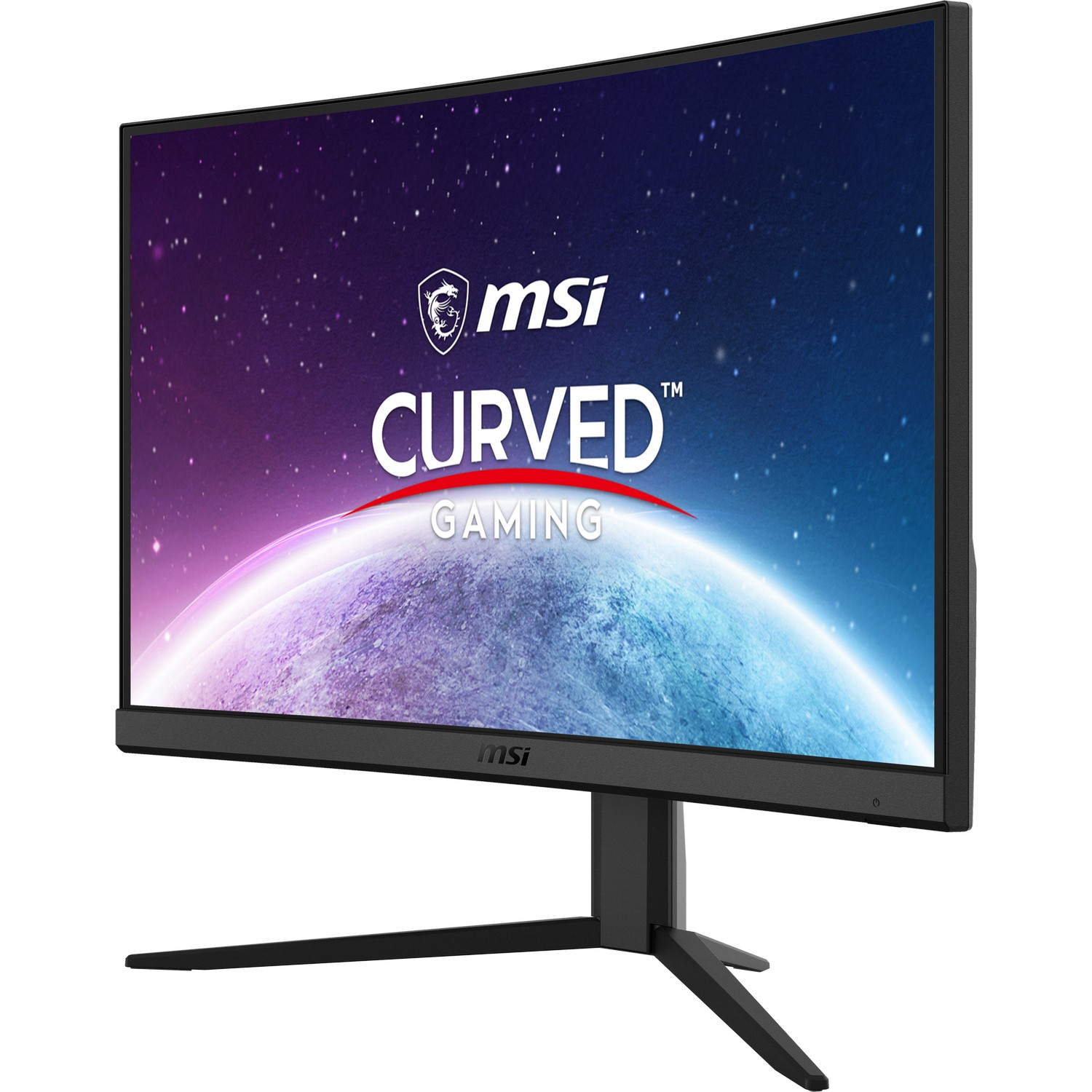 MSI curved gaming monitor, black with logo.