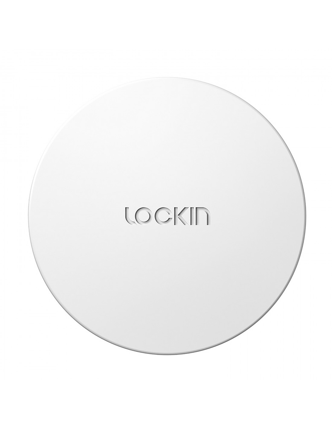 Un objeto redondo blanco con la palabra "lockin" grabada en su superficie.