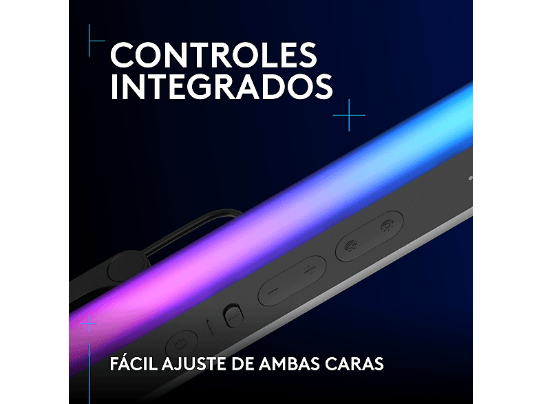 Lámpara - Logitech Litra Beam LX, RGB Lightsync, Tecnología TrueSoft, Temperatura de color, brillo y ajustables, USB-Bluetooth, Dos caras, Negro