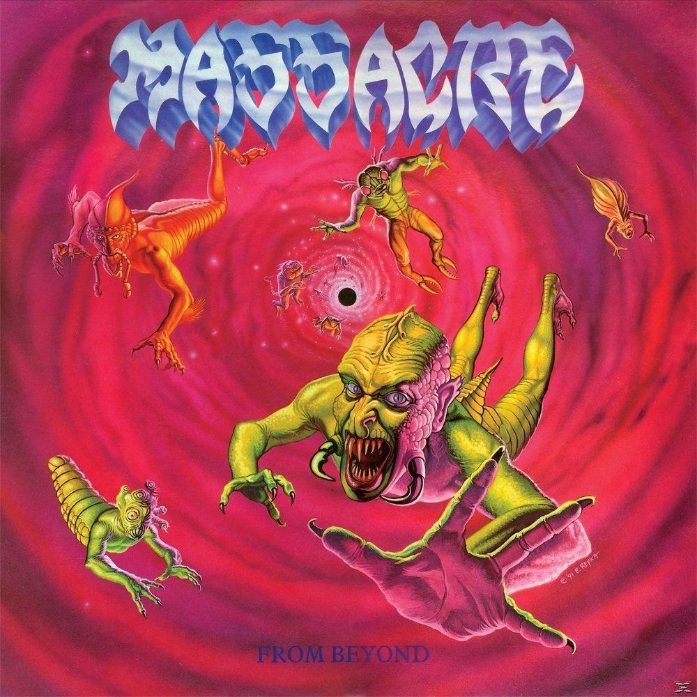 Egy idegen témájú metal album borítója groteszk figurákkal és örvénylő háttérrel.