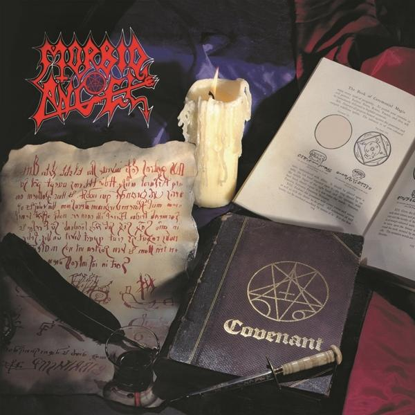 A 'Morbid Angel' album borítója. Gyertyát, könyvet, pergament és tőrt tartalmaz sötét háttéren.