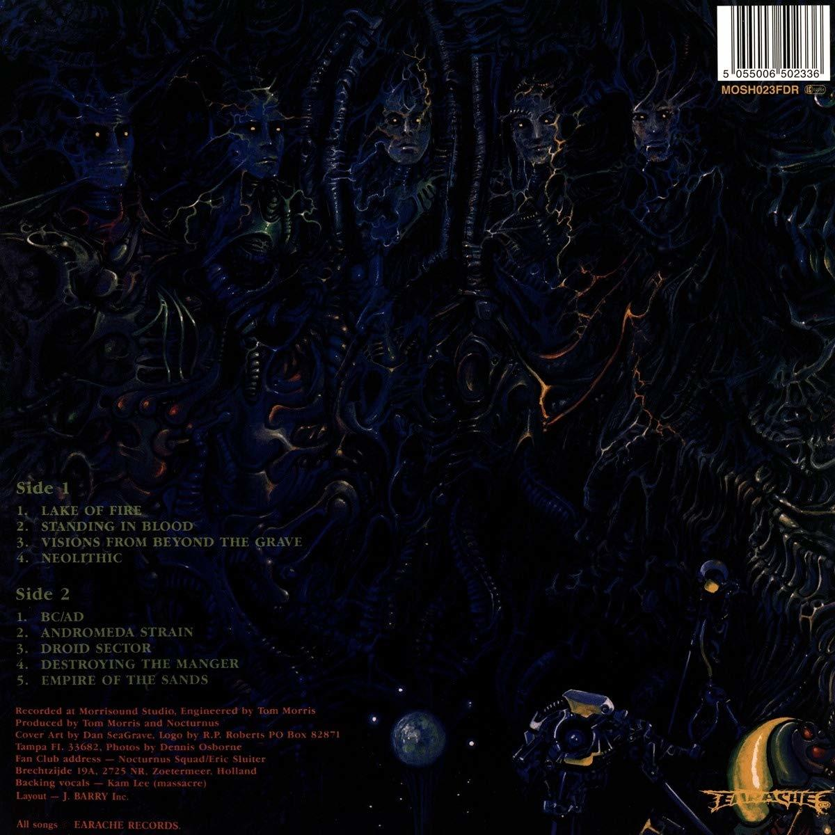 Album borító sötét, texturált művészettel. A szöveg a dalok címeit és a stáblistát sorolja fel. Űrlény-szerű figurákat ábrázol.