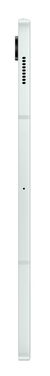 Widok z boku białego tabletu, pokazujący aparat, głośnik i port ładowania. Czysty, minimalistyczny design.