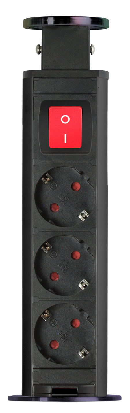 DELIGHT rejtett elosztó 3-as, szálcsiszolt titán fekete, kapcsolóval (20430BBS)