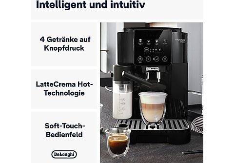 Schwarz Kaffeevollautomat MediaMarkt Magnifica DELONGHI Kaffeevollautomat Start Mahlgraden ECAM220.60.B mit Milk Kegelmahlwerk 13 | einstellbaren