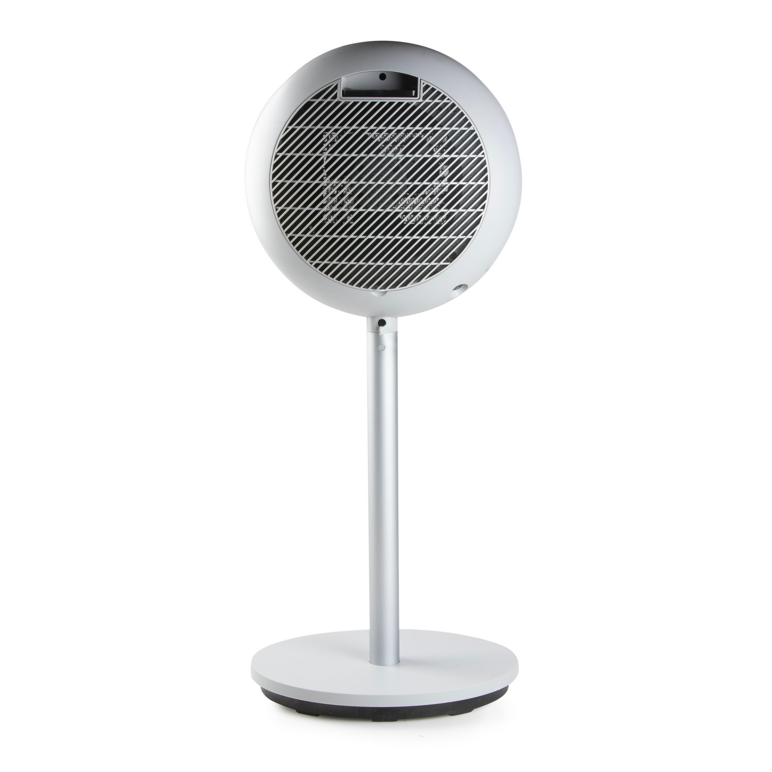 A silver fan on a white background.