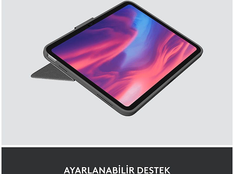 LOGITECH Combo Touch Dokunmatik Panelli iPad 10. Nesil ile Uyumlu 10.9" Klavyeli Tablet Kılıfı Türkçe Gri_1