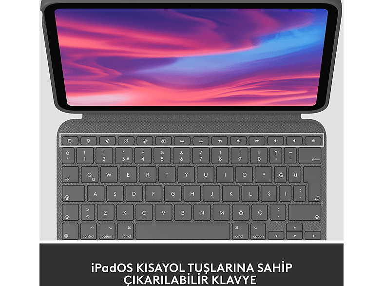 LOGITECH Combo Touch Dokunmatik Panelli iPad 10. Nesil ile Uyumlu 10.9" Klavyeli Tablet Kılıfı Türkçe Gri_2