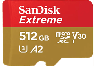 SANDISK MicroSD Extreme kártya 512 GB, 190/130 MB/s, A2, C10, V30, UHS-I, U3, SDSQXAV-512G-GN6MA (121589)