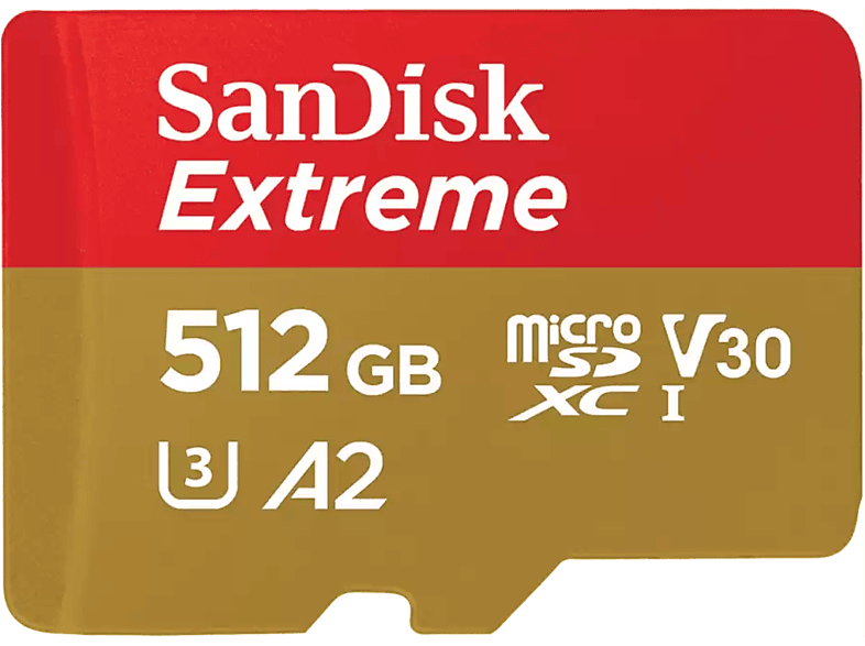 SANDISK MicroSD Extreme kártya 512 GB, 190/130 MB/s, A2, C10, V30, UHS-I, U3, SDSQXAV-512G-GN6MA (121589)