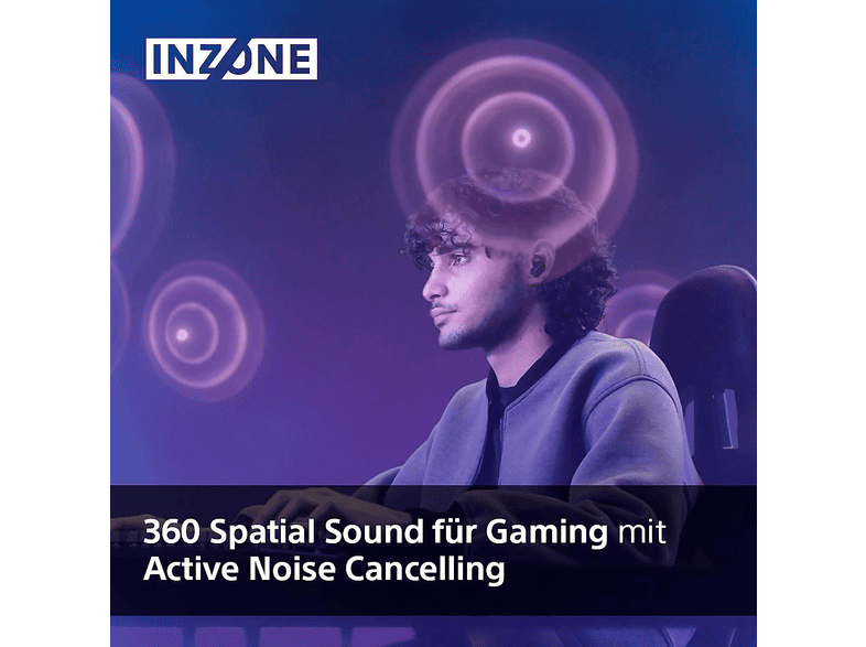 SONY Inzone Buds – True Wireless Noise Cancelling-Ohrstöpsel für Gaming – 360° Spatial Sound, ANC, 24 h Akkulaufzeit, geringe Latenz, Mic mit KI, Schwarz; True Wireless Kopfhörer — Foto 2 von 5