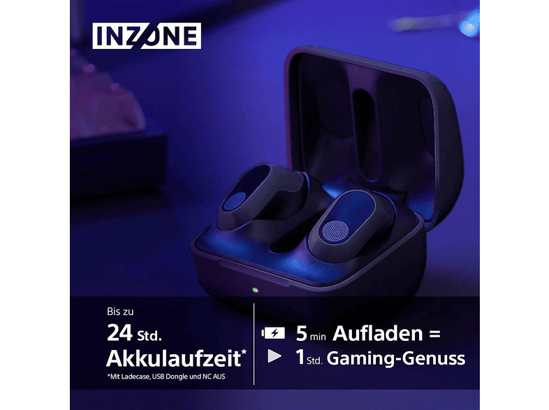 SONY Inzone Buds – True Wireless Noise Cancelling-Ohrstöpsel für Gaming – 360° Spatial Sound, ANC, 24 h Akkulaufzeit, geringe Latenz, Mic mit KI, Schwarz; True Wireless Kopfhörer — Foto 4 von 5