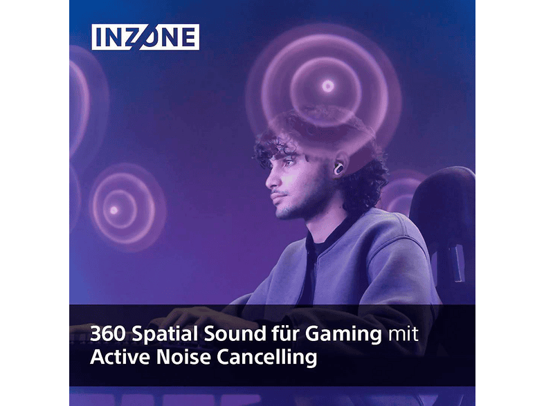 SONY Inzone Buds – True Wireless Noise Cancelling-Ohrstöpsel für Gaming – 360° Spatial Sound, ANC, 24 h Akkulaufzeit, geringe Latenz, Mic mit KI, Weiß; True Wireless Kopfhörer — Foto 2 von 5