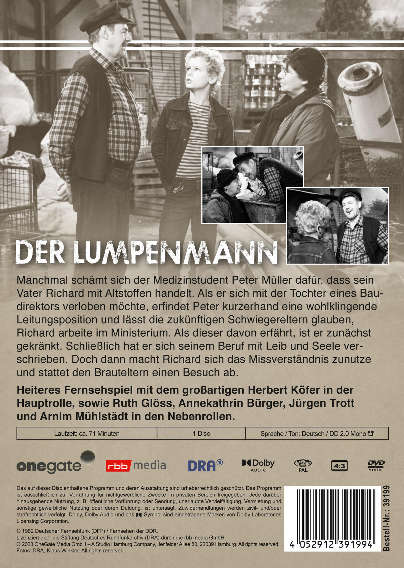 Rückseite einer DVD-Hülle mit Bildern von Personen und Text auf Deutsch.