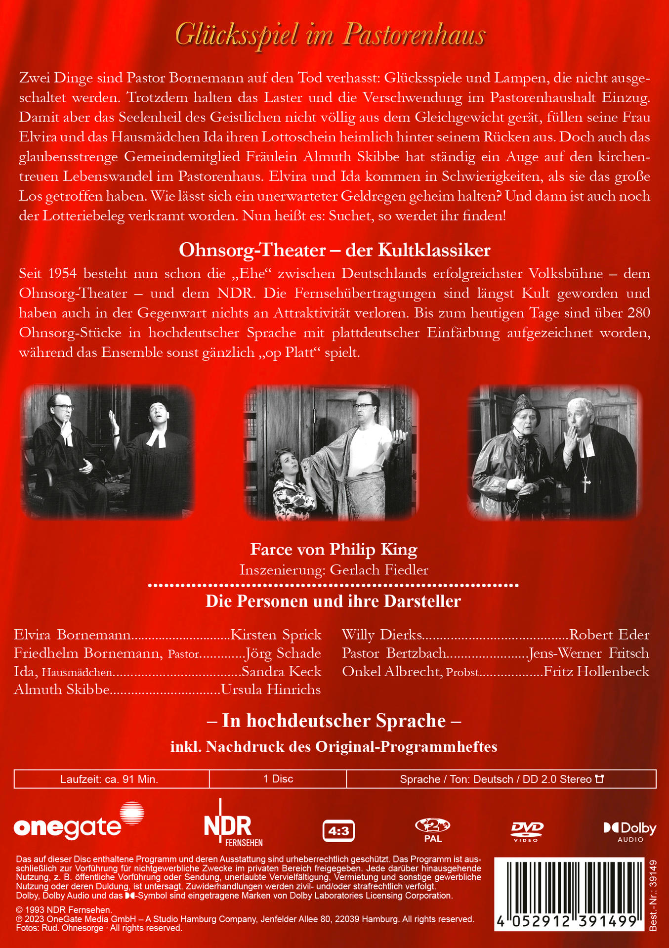 Ohnsorg-Theater Klassiker: Glücksspiel im Pastorenhaus DVD