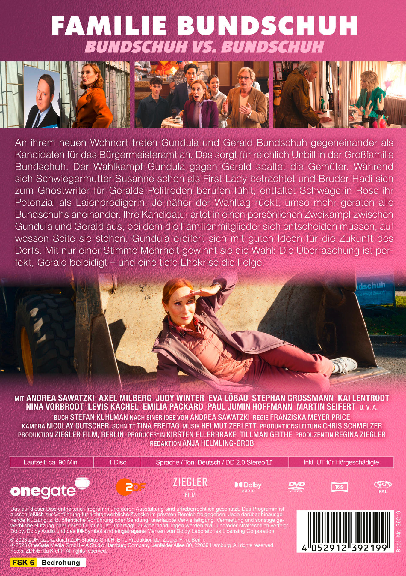 DVD-Cover für 'Familie Bundschuh' mit Schauspielern und Text auf Deutsch.