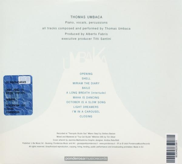 CD-Rückseite mit Tracklist, weißer Text, Ponderosa Music Records.