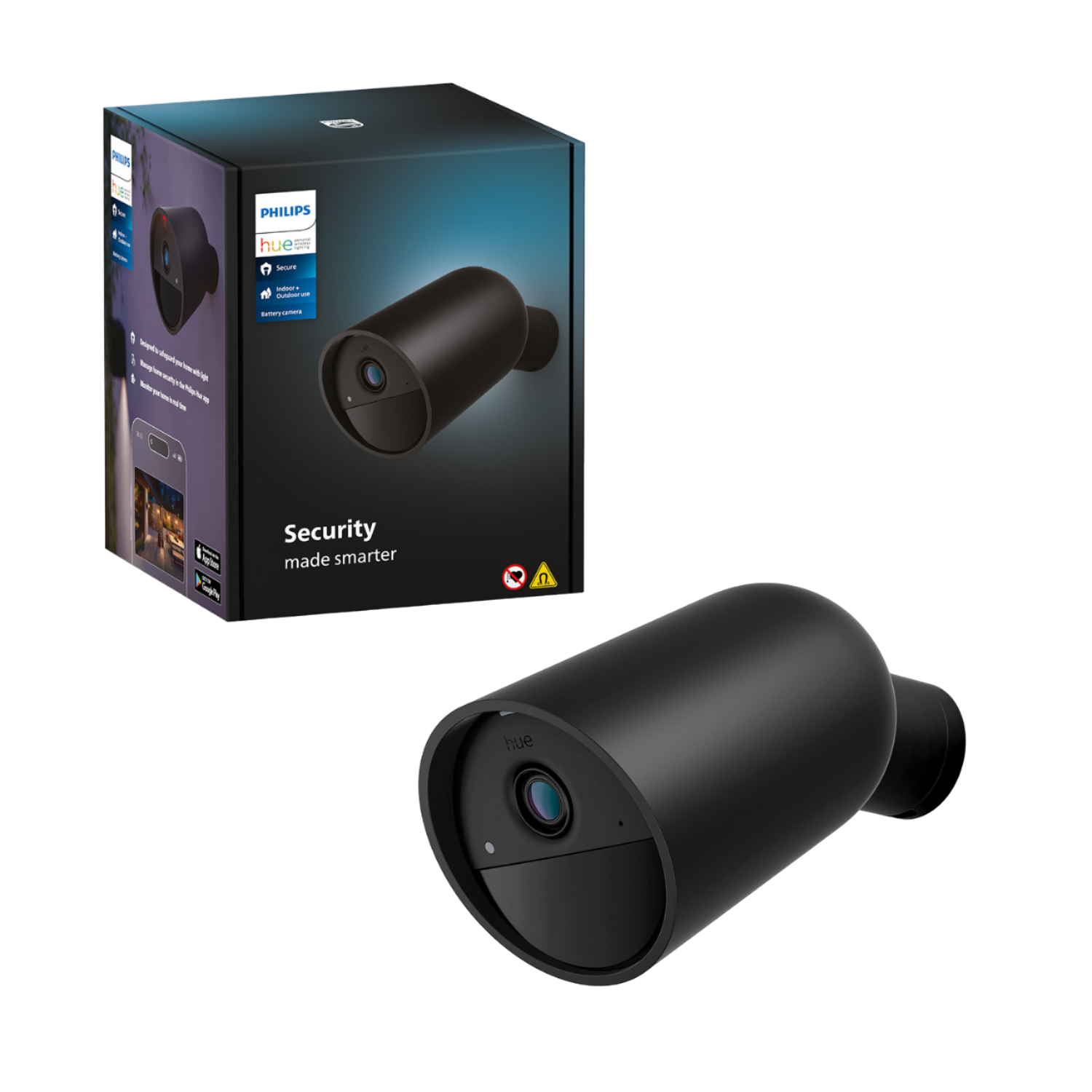 PHILIPS HUE Philips Hue Secure Beveiligingscamera met Batterij Zwart