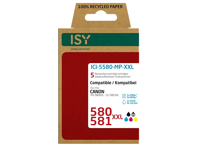 ISY Multipack 5 Canon 580XXL + 581XXL