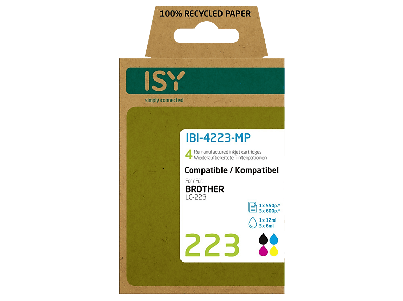 ISY Multipack 4 Brother LC223 BCMY Ink Cartridges