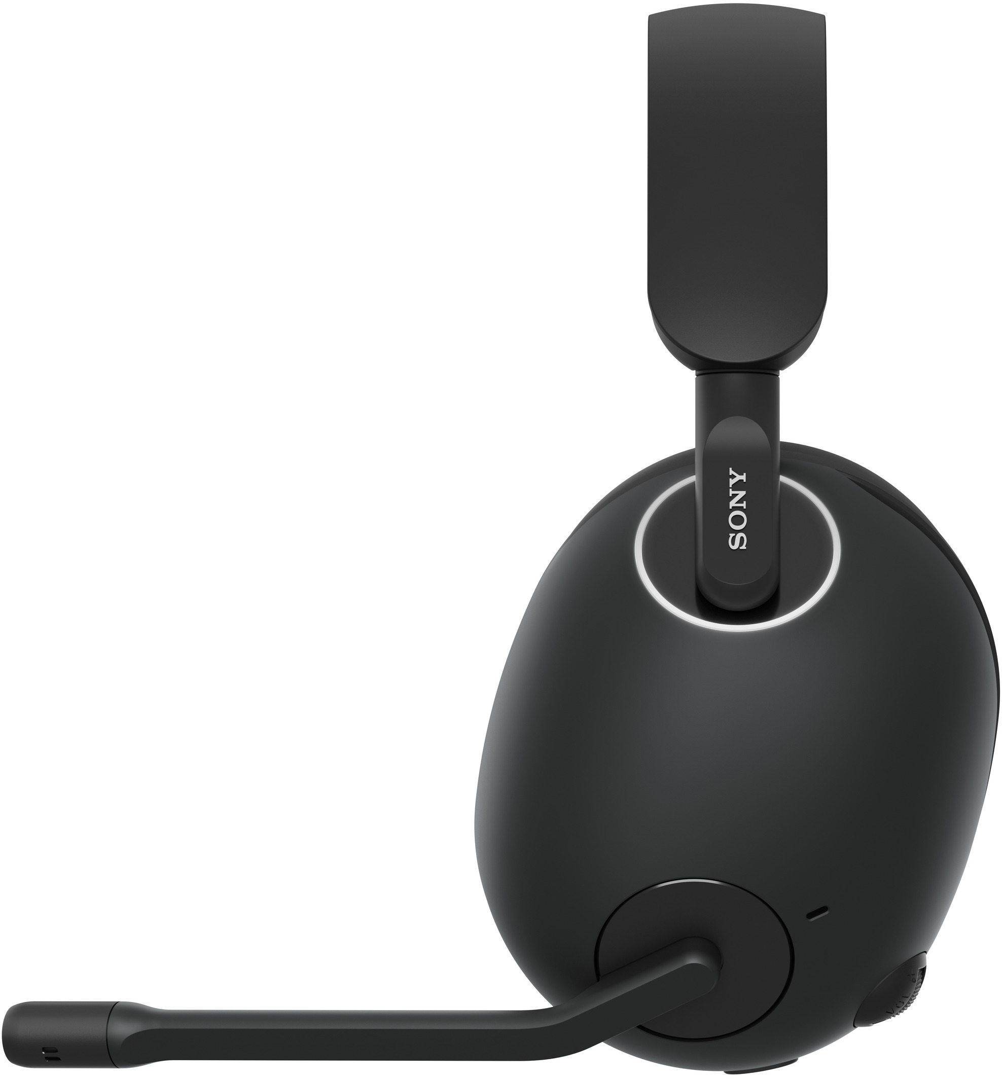 Cuffie da gioco Sony nere con microfono a braccio collegato.