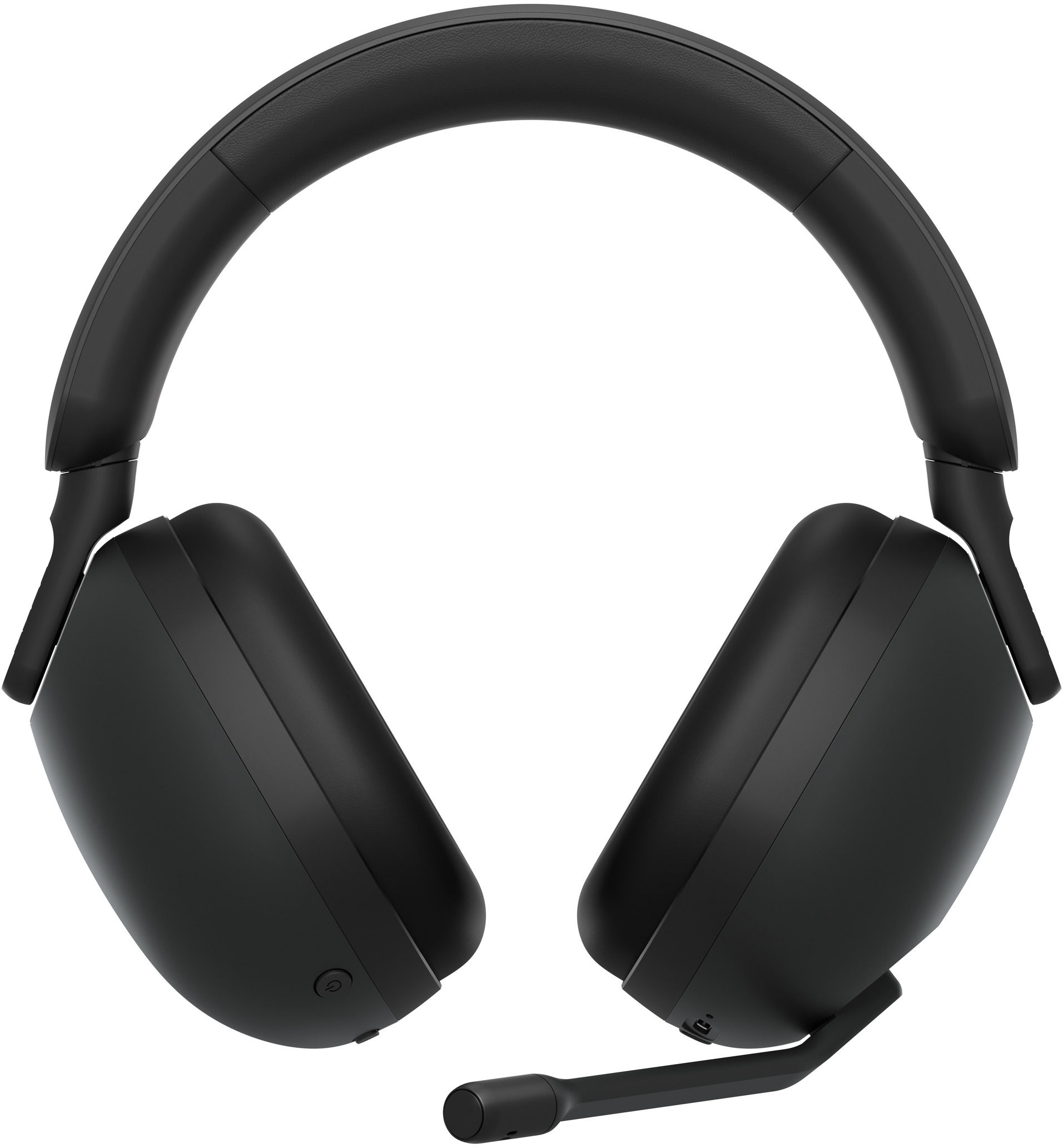 Cuffie over-ear nere con microfono collegato al padiglione sinistro.